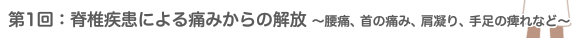 第1回 脊椎疾患による痛みからの解放 ～腰痛、首の痛み、肩凝り、手足の痺れなど～